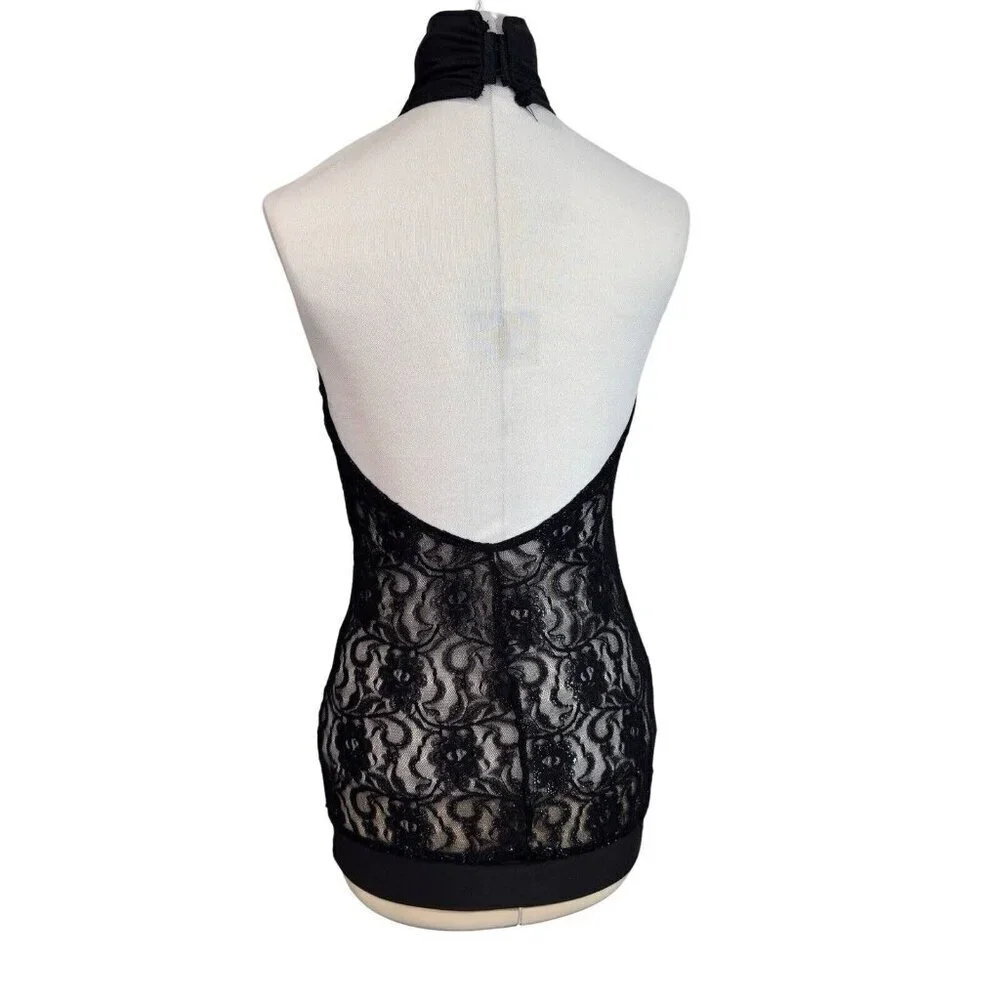 JUST FOR‎ KIX Girls Dance Costume Tunic Top Black Lace Sizes 12 & 14 Backless
